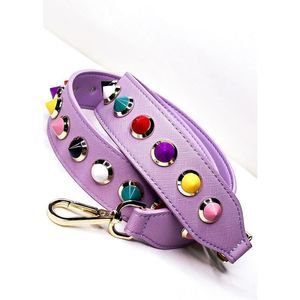 Purse Bag Strap - lilac / lavender with colorful studs